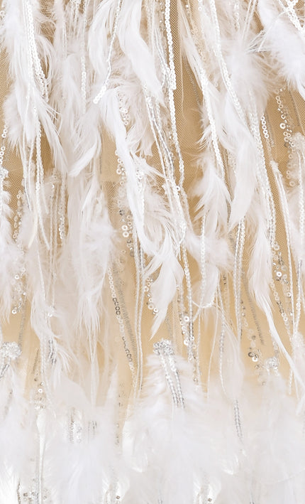 kids atelier tulleen Champagne Gracielle Feather Tulle Dress