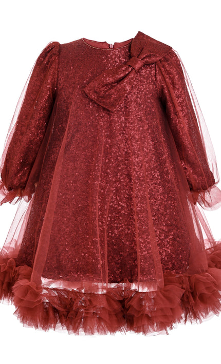 kids atelier tulleen Red Carina Sequin Bow Dress