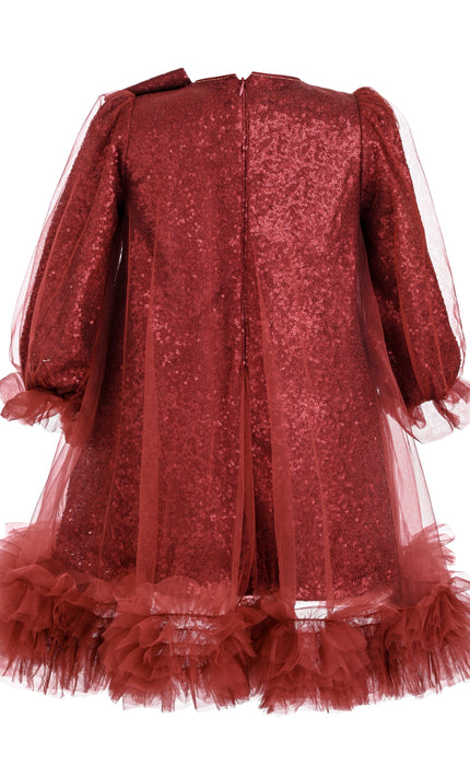 kids atelier tulleen Red Carina Sequin Bow Dress