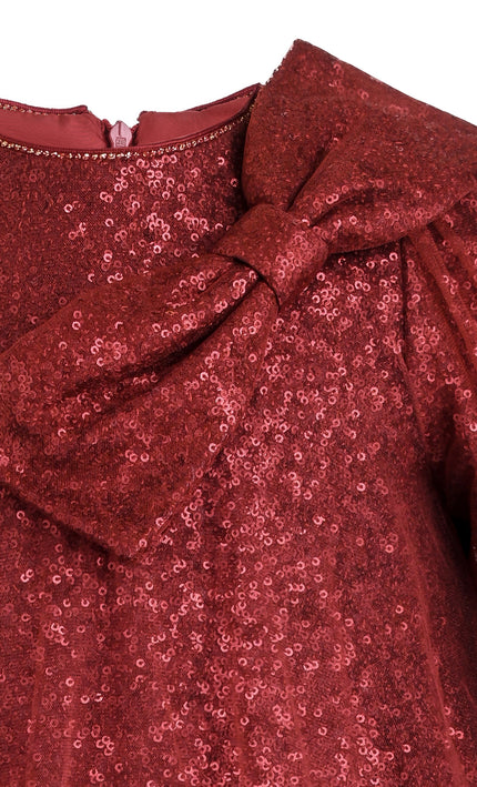 kids atelier tulleen Red Carina Sequin Bow Dress