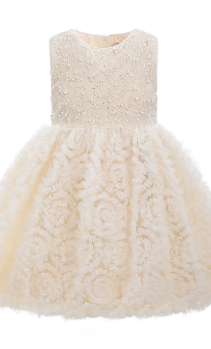 kids atelier tulleen Cream Greta Pearl Dress
