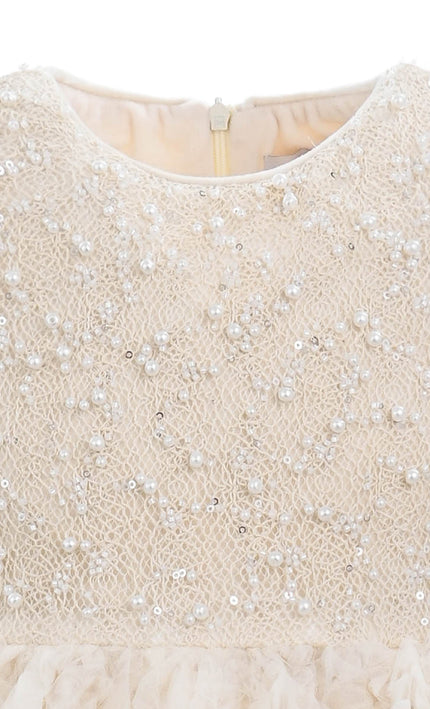 kids atelier tulleen Cream Greta Pearl Dress