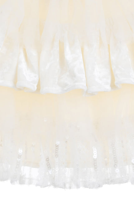 kids atelier tulleen Beige Natasha Ruffle Skirt Set