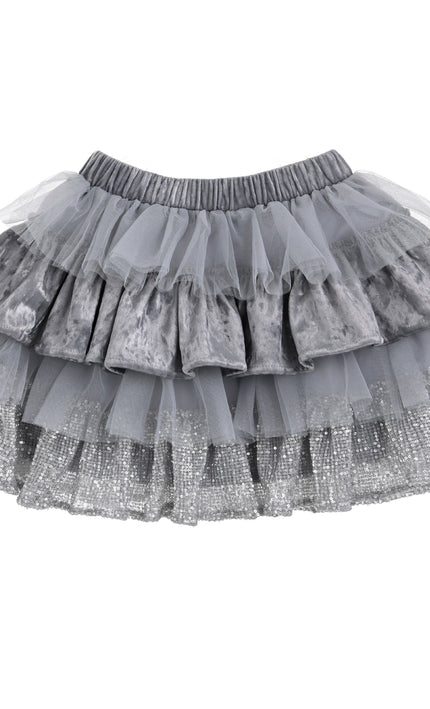 kids atelier tulleen Gray Natasha Ruffle Skirt Set