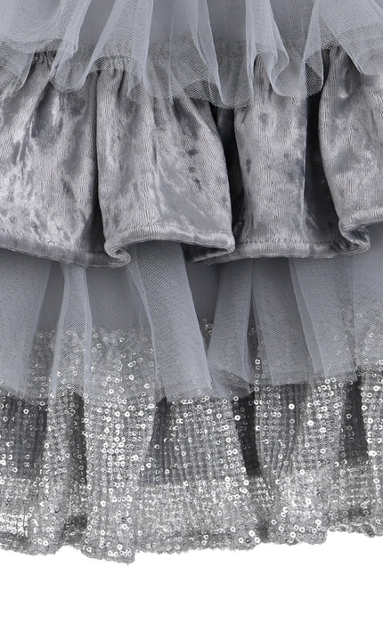 kids atelier tulleen Gray Natasha Ruffle Skirt Set