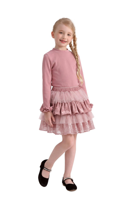kids atelier tulleen Pink Natasha Ruffle Skirt Set