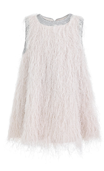 kids atelier tulleen Cream Leonie Feathered A‑Line Dress