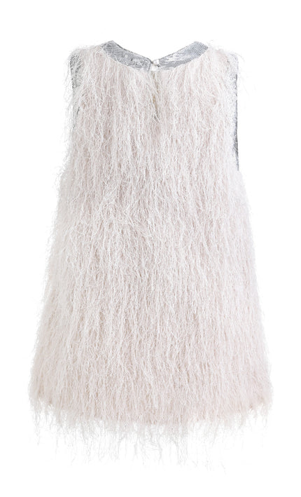 kids atelier tulleen Cream Leonie Feathered A‑Line Dress