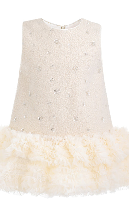 kids atelier tulleen Champagne Tressia Beaded Feather Dress