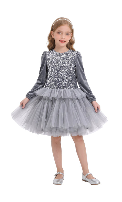 kids atelier tulleen Gray Gabrielle Sequin Tulle Dress