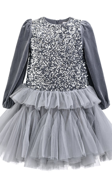 kids atelier tulleen Gray Gabrielle Sequin Tulle Dress