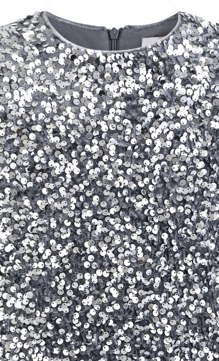 kids atelier tulleen Gray Gabrielle Sequin Tulle Dress