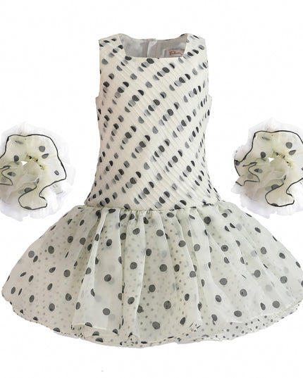 kids atelier tulleen Beige Calivra Polka Dot Dress