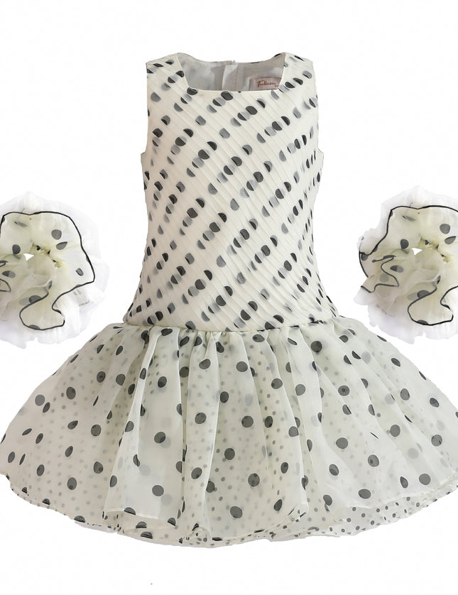 kids atelier tulleen Beige Calivra Polka Dot Dress