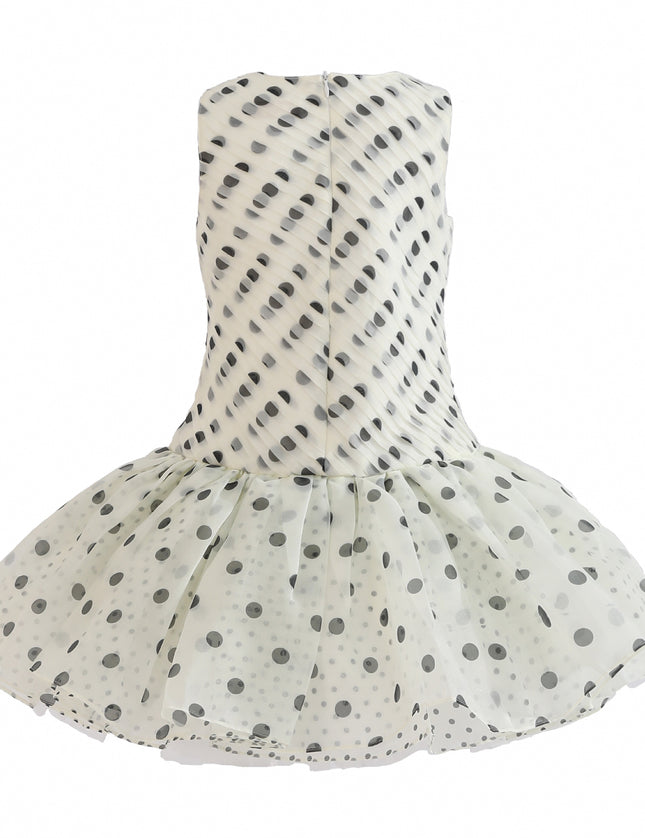 kids atelier tulleen Beige Calivra Polka Dot Dress
