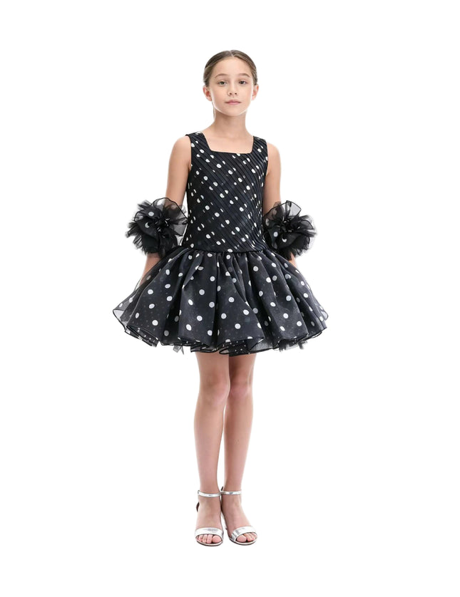 kids atelier tulleen Black Calivra Polka Dot Dress