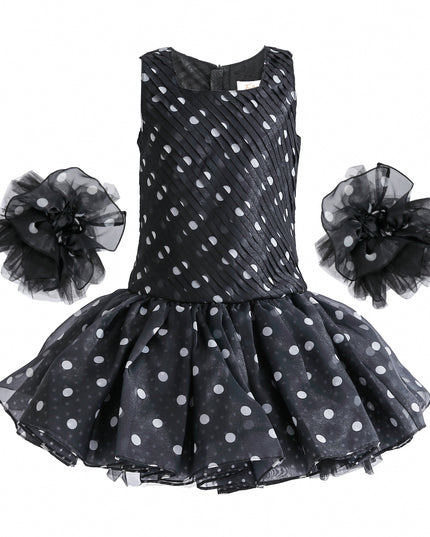 kids atelier tulleen Black Calivra Polka Dot Dress
