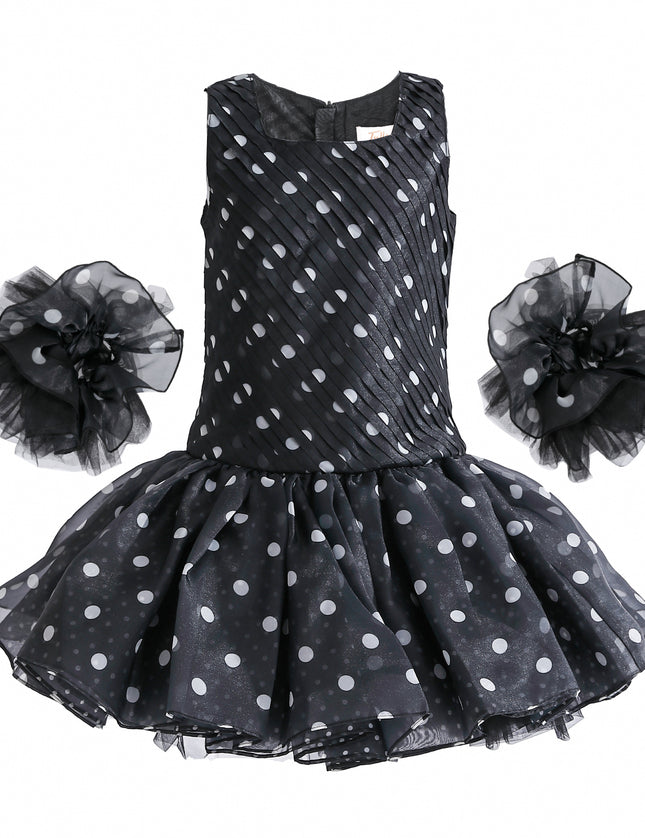 kids atelier tulleen Black Calivra Polka Dot Dress