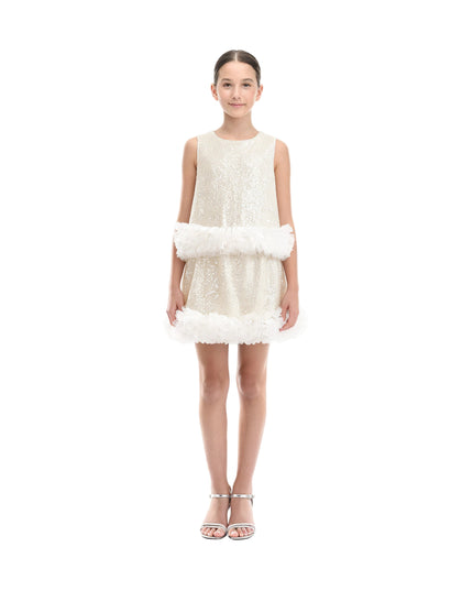 kids atelier tulleen Cream Celeste Sequin Party Outfit