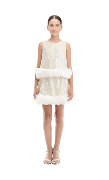 kids atelier tulleen Cream Celeste Sequin Party Outfit