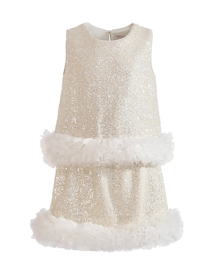 kids atelier tulleen Cream Celeste Sequin Party Outfit