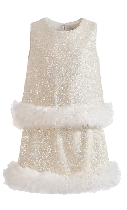 kids atelier tulleen Cream Celeste Sequin Party Outfit