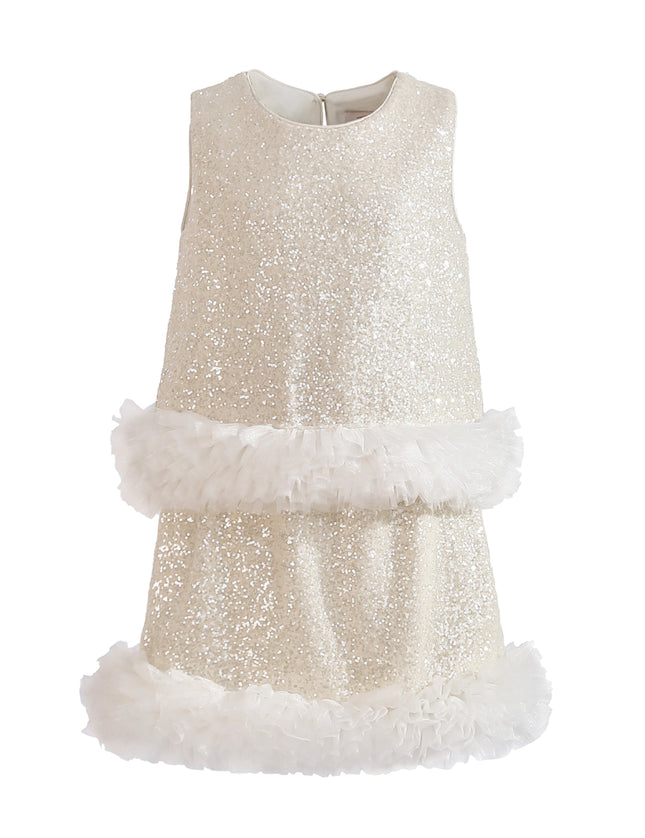 kids atelier tulleen Cream Celeste Sequin Party Outfit