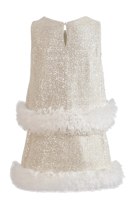 kids atelier tulleen Cream Celeste Sequin Party Outfit