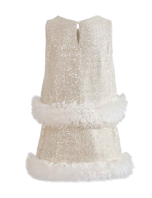 kids atelier tulleen Cream Celeste Sequin Party Outfit