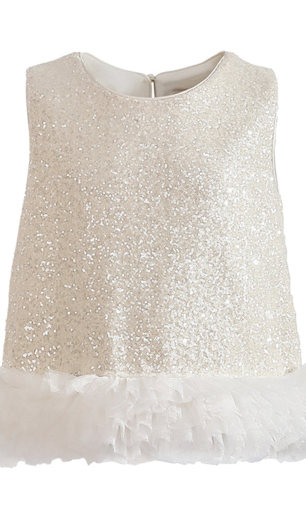 kids atelier tulleen Cream Celeste Sequin Party Outfit