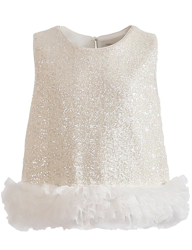 kids atelier tulleen Cream Celeste Sequin Party Outfit