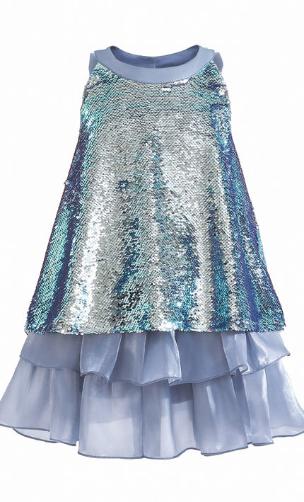 kids atelier tulleen Blue Sylvara Sequin Tiered Ruffle Skirt Set