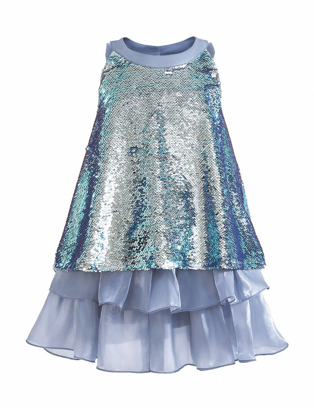 kids atelier tulleen Blue Sylvara Sequin Ruffle Skirt Set
