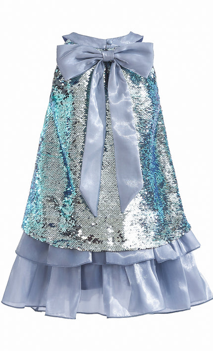 kids atelier tulleen Blue Sylvara Sequin Tiered Ruffle Skirt Set