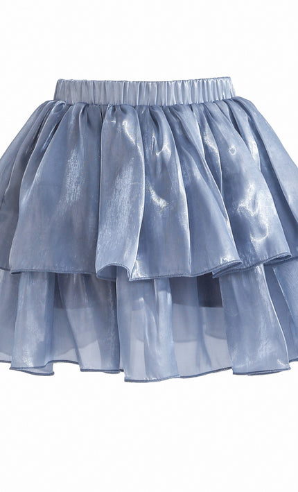 kids atelier tulleen Blue Sylvara Sequin Tiered Ruffle Skirt Set