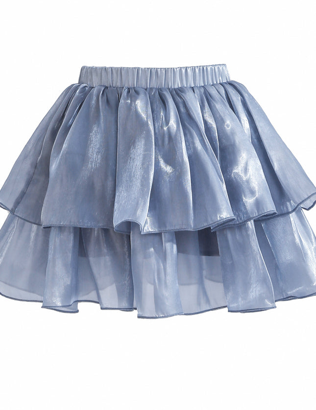 kids atelier tulleen Blue Sylvara Sequin Ruffle Skirt Set