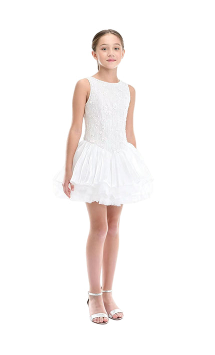 kids atelier tulleen White Soraya Floral Tulle Dress