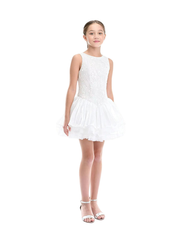 kids atelier tulleen White Soraya Floral Tulle Dress