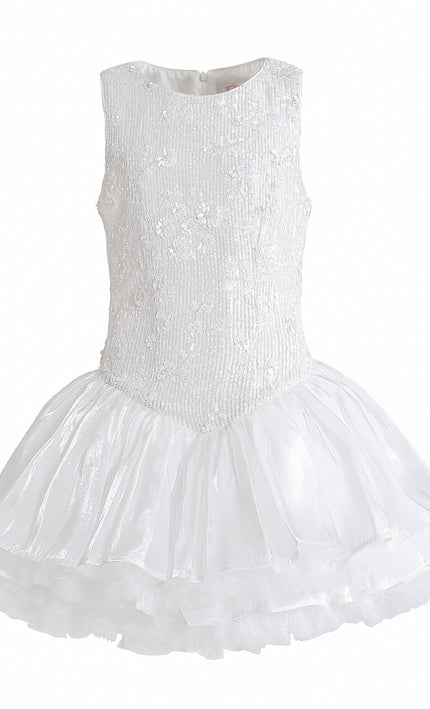 kids atelier tulleen White Soraya Floral Tulle Dress