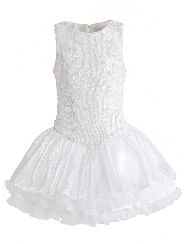 kids atelier tulleen White Soraya Floral Tulle Dress