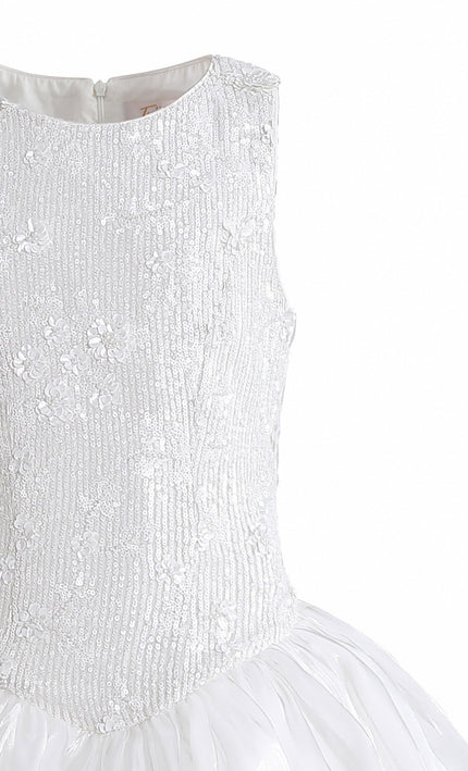 kids atelier tulleen White Soraya Floral Tulle Dress