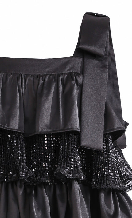 Kids atelier Tulleen Black Bellamy Ruffle Sequin Dress