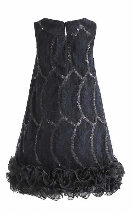 kids atelier tulleen Black Fiora Ruffle Sequin Dress