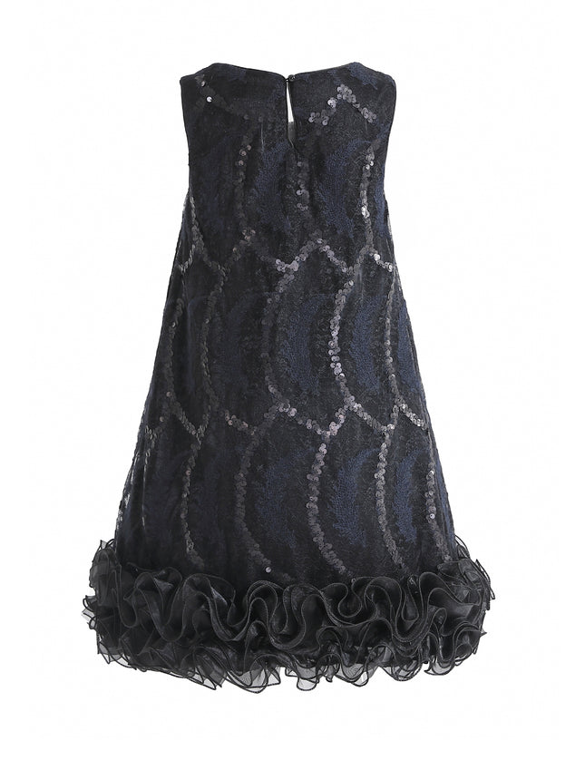 kids atelier tulleen Black Fiora Ruffle Sequin Dress