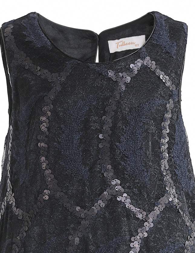 kids atelier tulleen Black Fiora Ruffle Sequin Dress