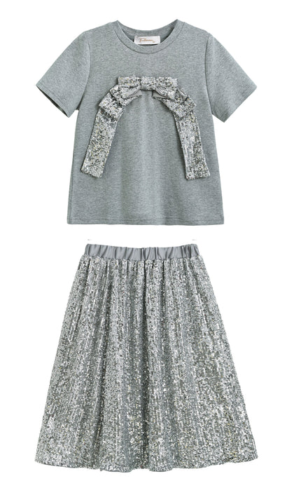 kidsatelier-tulleen-Silver-Sequin-Bow-T-shirt-Skirt-Set