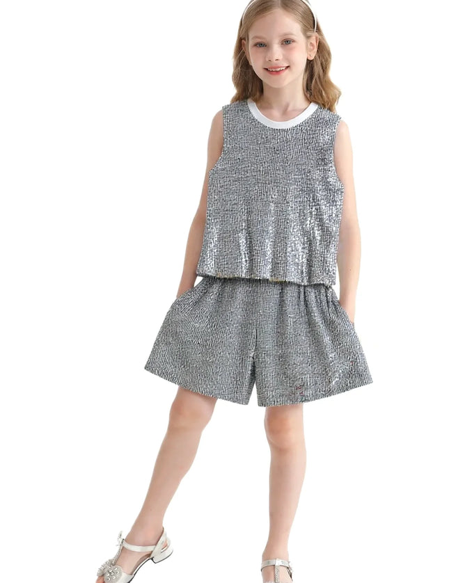 kidsatelier-tulleen-Silver-Sequin-Sleeveless-Shorts-Set