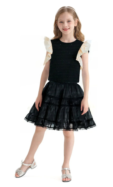 kidsatelier-tulleen-black-glitter-ruffle-skirt-set