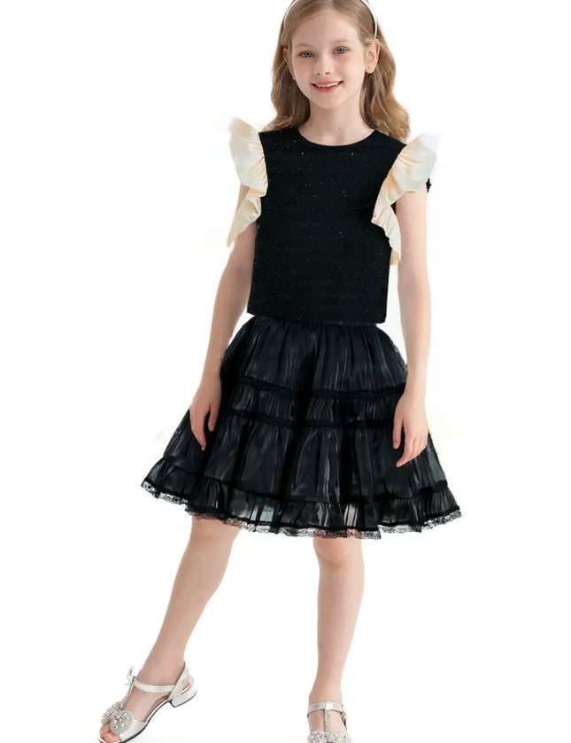 kidsatelier-tulleen-black-glitter-ruffle-skirt-set