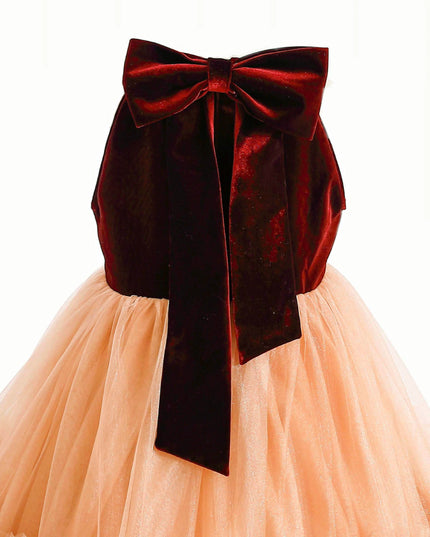 kids atelier tulleen Peach Tulle Pom-Pom Dress